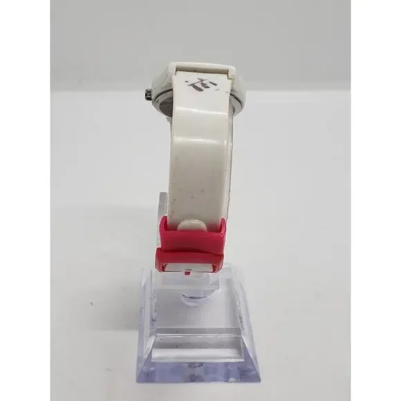 Women's watch. Silver opalescent face with red accents. K1499 0912 Working watch